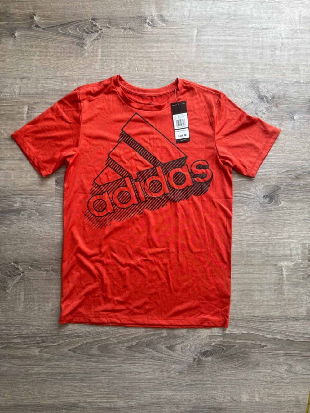 adidas Dark Orange Boys L (14/16) Graphic Logo Jersey Tee Activewear Top NWT